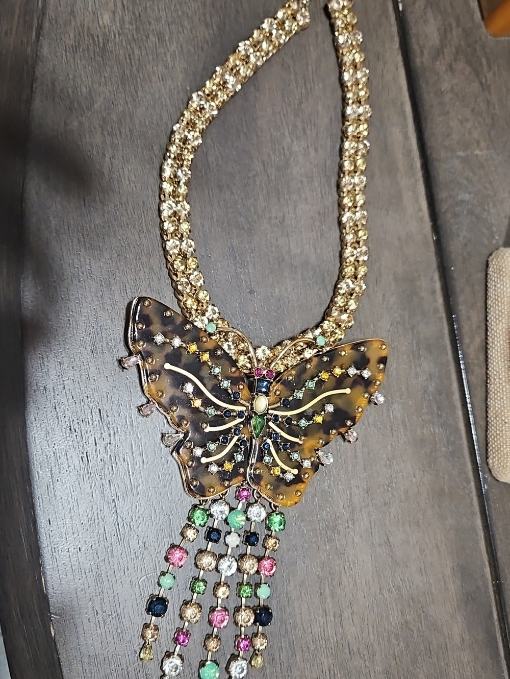 Betsy Johnson Tortify Multicolor Butterfly Pendant Statement Necklace